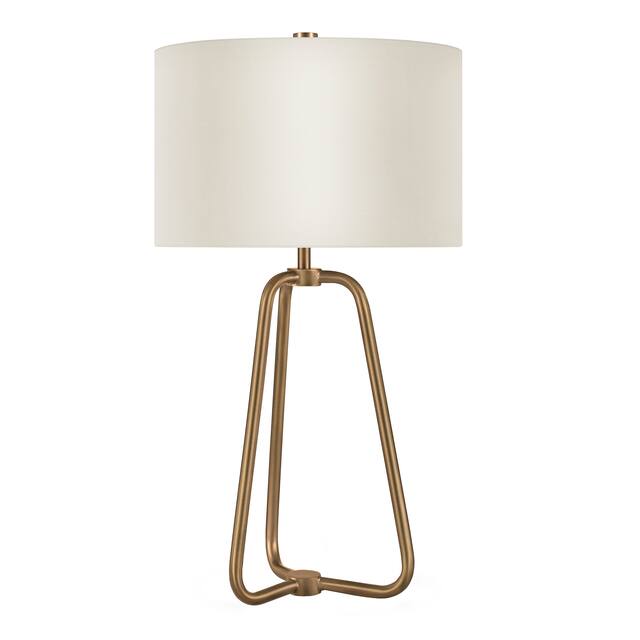 Bryan Golden Antique Brass Finish Table Lamp with Linen Shade