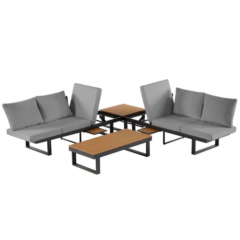 Outdoor Sectional Sofa Set Patio Conversation Set Patio Seating Group Outdoor Daybed with Adjustable Reclining Seats