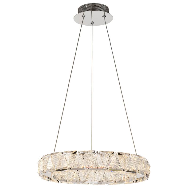 Asher LED 15 Inch Pendant Polished Nickel Finish K9 Crystal - Polished Nickel