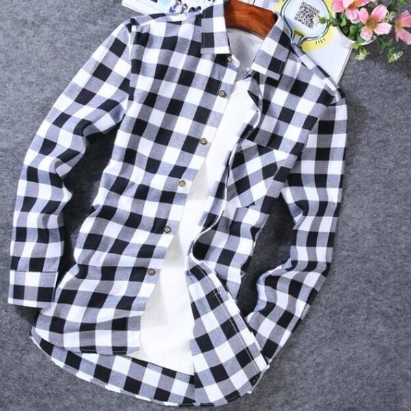 Shop Men Shirt Long Sleeve Flannel Plaid Shirt 100 Percent Cotton