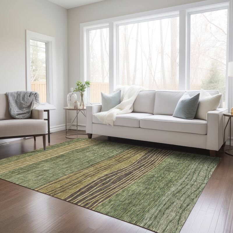 Machine Washable Indoor/ Outdoor Chantille Modern Stripes Rug