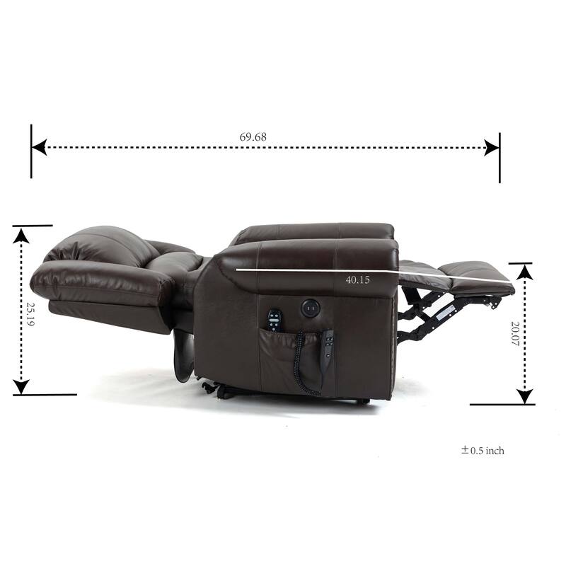 Genuine Leather Power Lift Recliner Chair Heat Massage