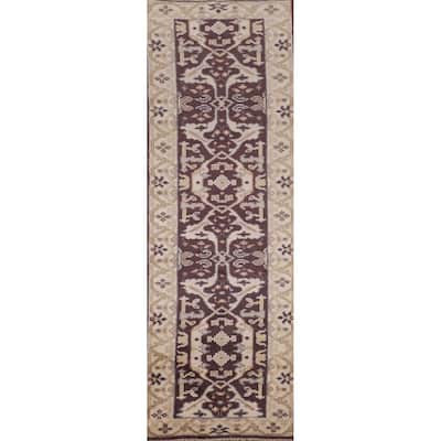 Oushak Indian Runner Rug Hand-Knotted Transitional Wool Carpet - 2'6" x 9'11"