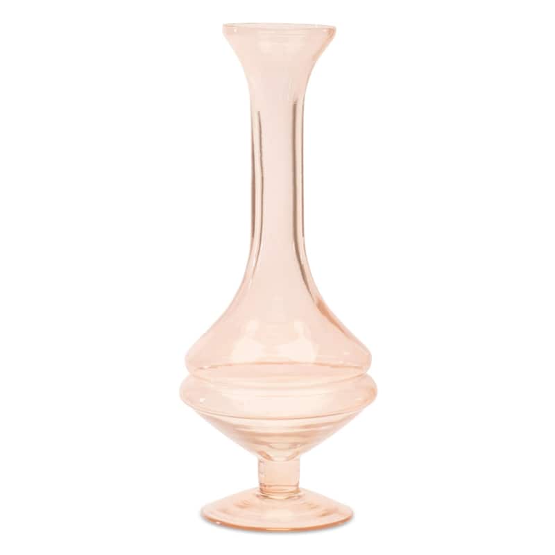 Solid Glass Stem Vases - 8.5" - Pink - Set of 2