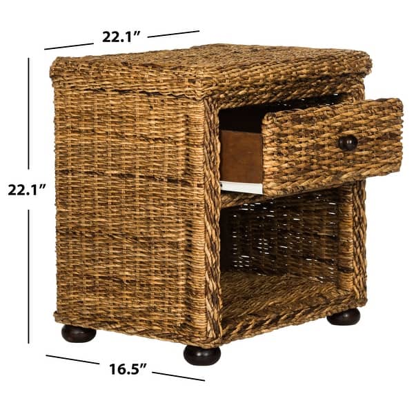 SAFAVIEH Magi Wicker One Drawer Natural Abaca Brown Nightstand - Bed ...