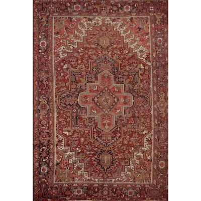 Hand Knotted Oriental 100% Wool Carpet Traditional Medallion Red Heriz Area Rug - 11' 11'' X 9' 4''