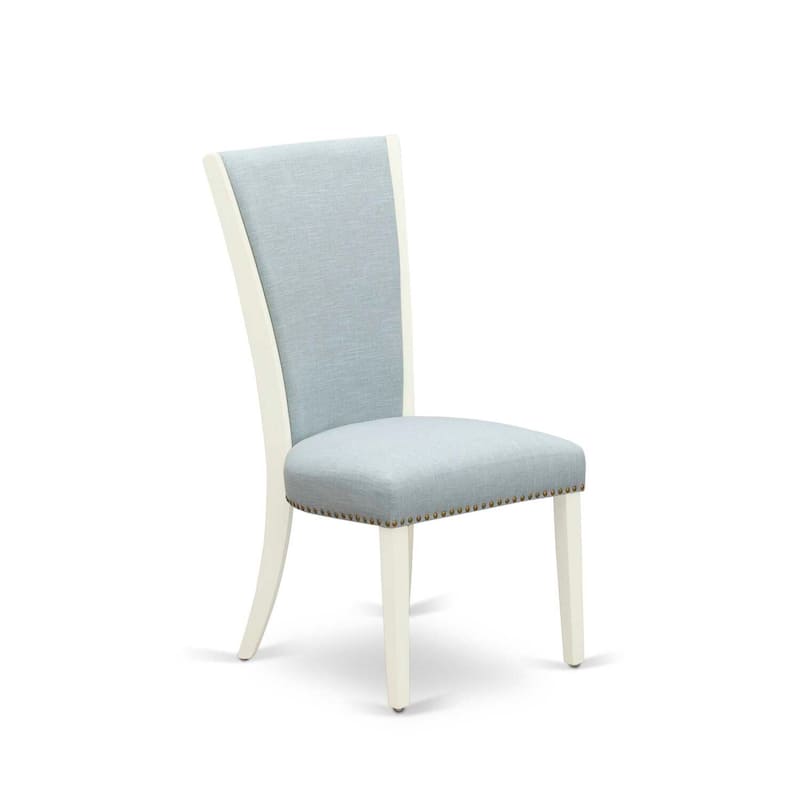 Parson Dining Chairs Set of 2 - Linen Fabric Padded Chairs, Nailhead Trim, Modern Design
