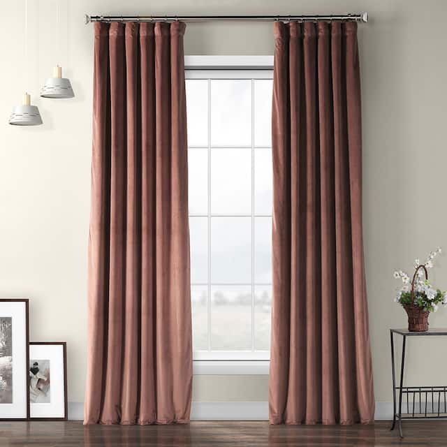 Exclusive Fabrics Heritage Plush Velvet Single Curtain Panel - 50 X 84 - wild rose