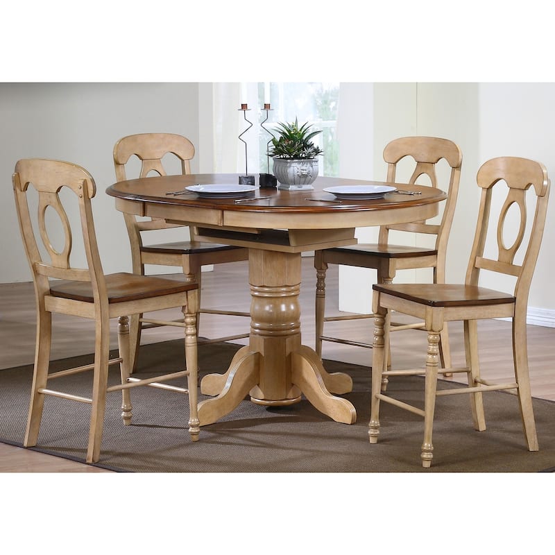 Set of 2 Coastal Style Light Brown Wooden Bar Stools, Modern Counter Height Kitchen Island Seating for Dining Room