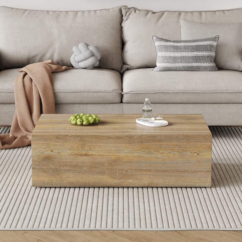 Elevate your living space With this MDF Coffee Table that showcases smooth, light Wood color texture patterns,39.3*23.6*12