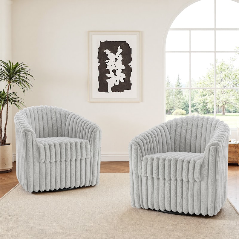 Single Sofa Armchair Swivel Barrel Chair (Set of 2)