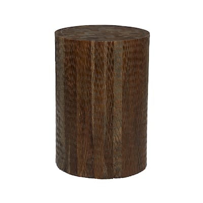 Teak Wood Intricately Carved Accent Table - Dark Brown - Roche River Decor - 12"W x 12"L x 18"H