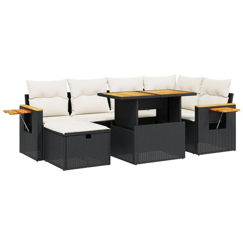 vidaXL Patio Sofa Set with Cushions Outdoor Conversation Furniture Poly Rattan