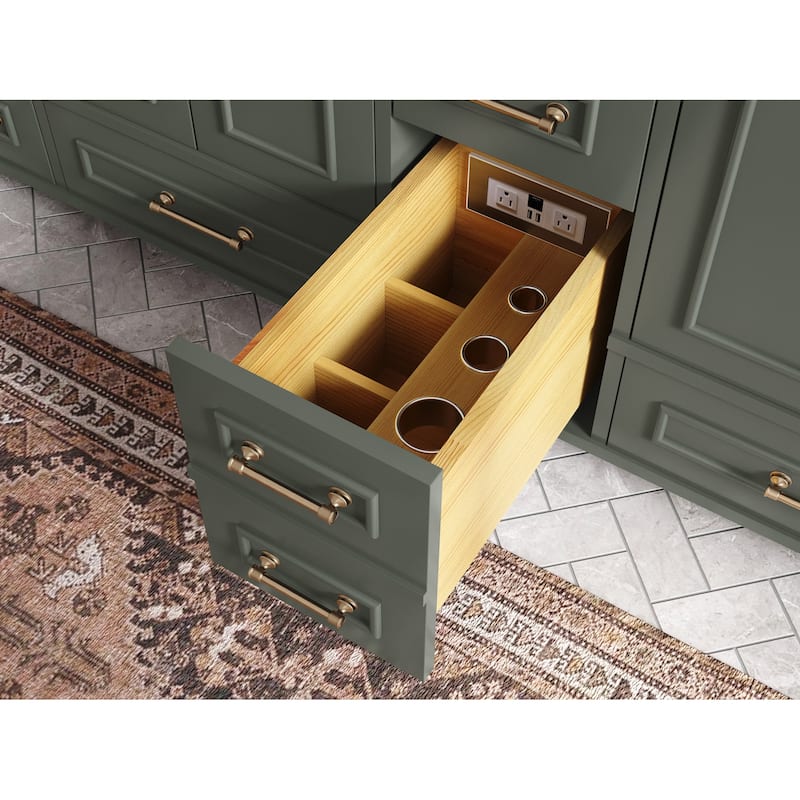 Willow Collections 84 in. W x 22 in. D Aberdeen Double Bowl Sink Bathroom Vanity in Pewter Green with Countertop