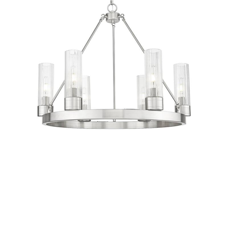 Innovations Lighting 617-6CR-24-29-8 Boreas Chandelier Boreas 6 Light - Satin Nickel / Striped Clear