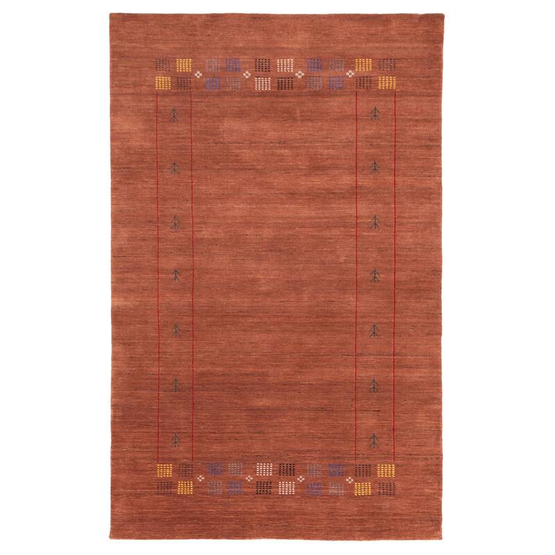 ECARPETGALLERY Hand Loomed Kashkuli Gabbeh Copper Wool Rug - 4'10 x 7'10
