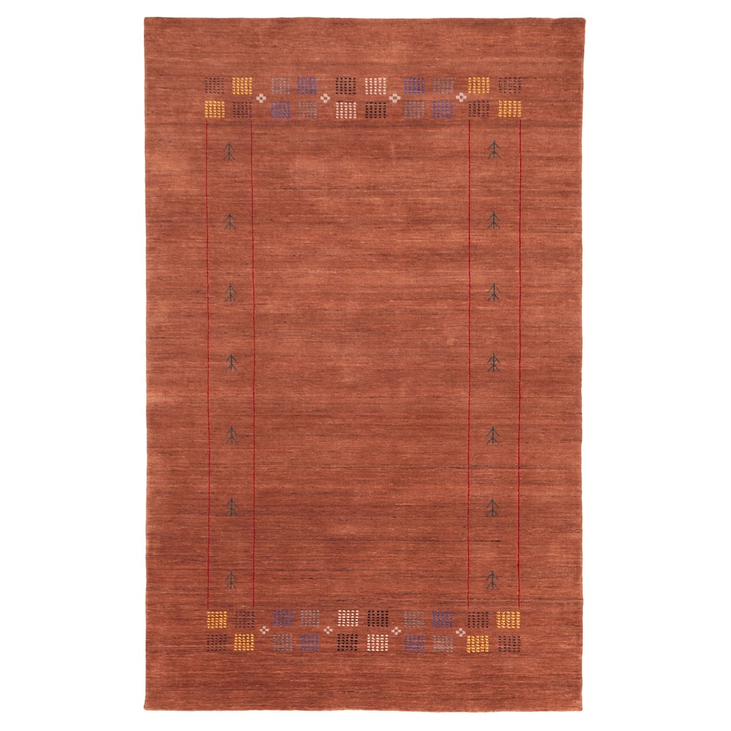 ECARPETGALLERY Hand Loomed Kashkuli Gabbeh Copper Wool Rug - 4'10 x 7'10