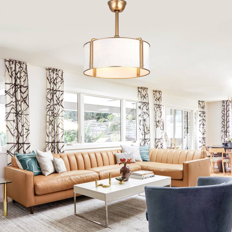 Cusp Barn 19" Caged Ceiling Fan with Lights, Gold Boho Farmhouse 6 Speeds Reversible Fandelier Ceiling Fan for Bedroom