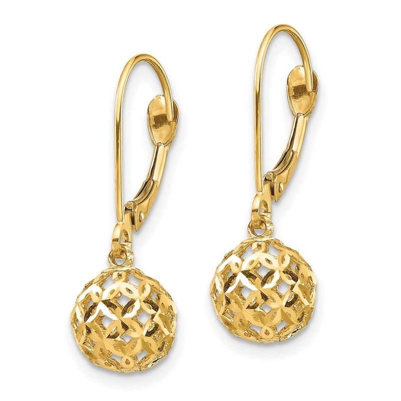 Curata 14k Bead Dangle Leverback Earrings - 23.88x8mm Wide