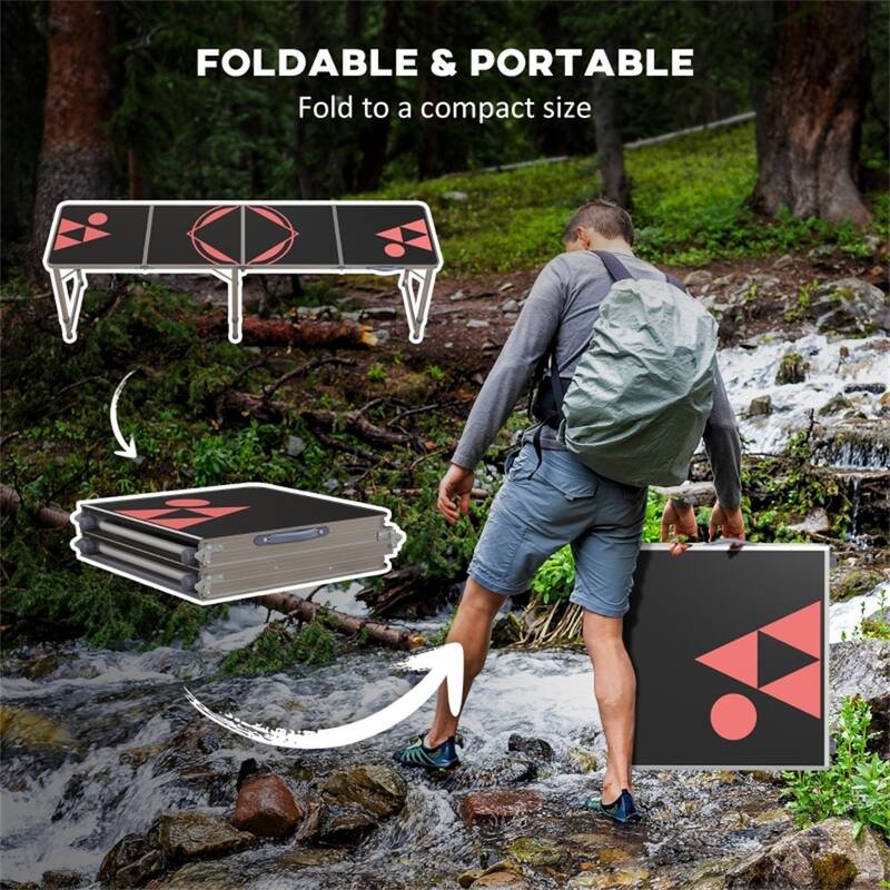 Aluminum Frame Foldable Picnic Table with 3 Height Settings and Lightweight Easy to Store