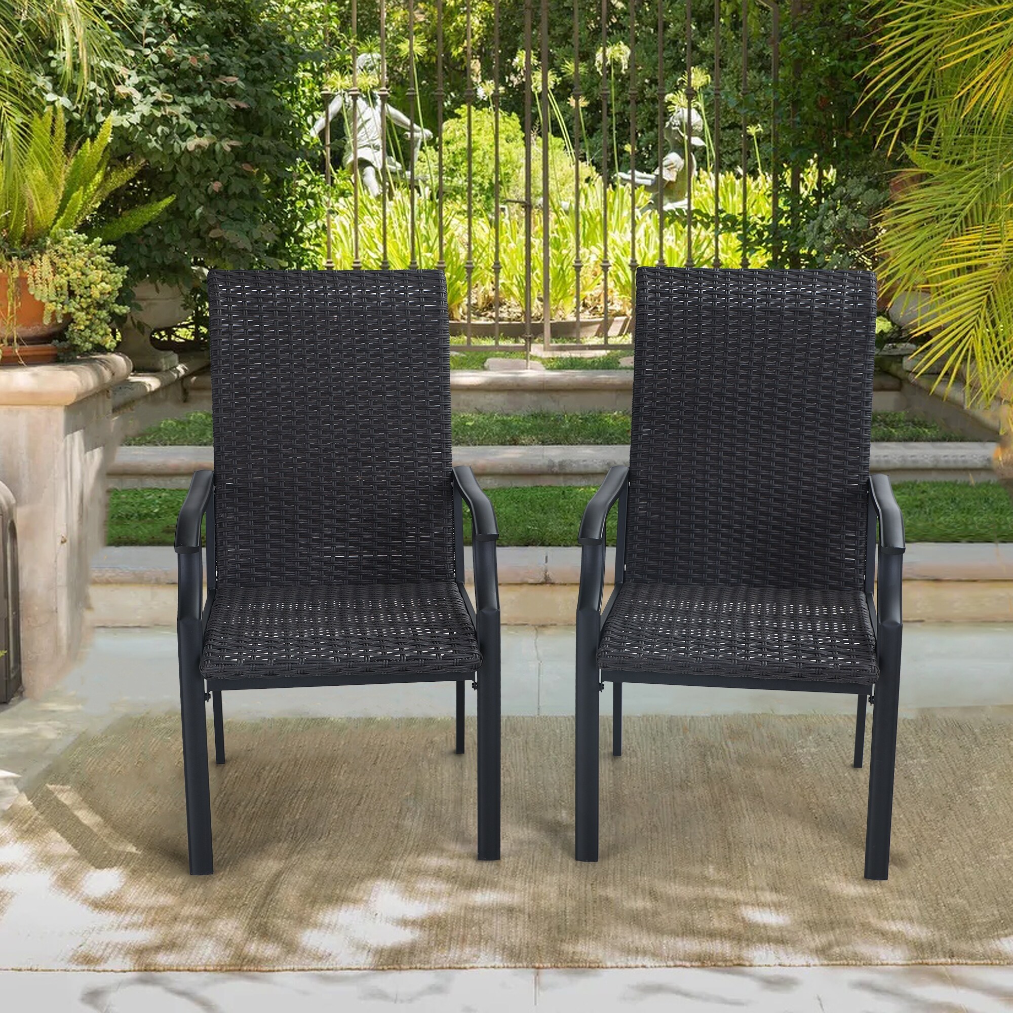 Details about   Metal Patio Chair Set of 2 Stackable Bistro Deck Dining Chairs Outdoor Furniture 