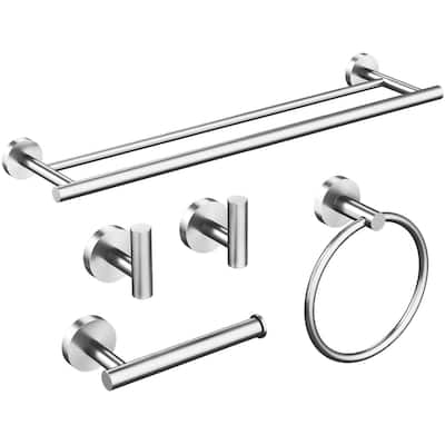 5 Piece Stainless Steel Bathroom Towel Rack Set Wall Mount