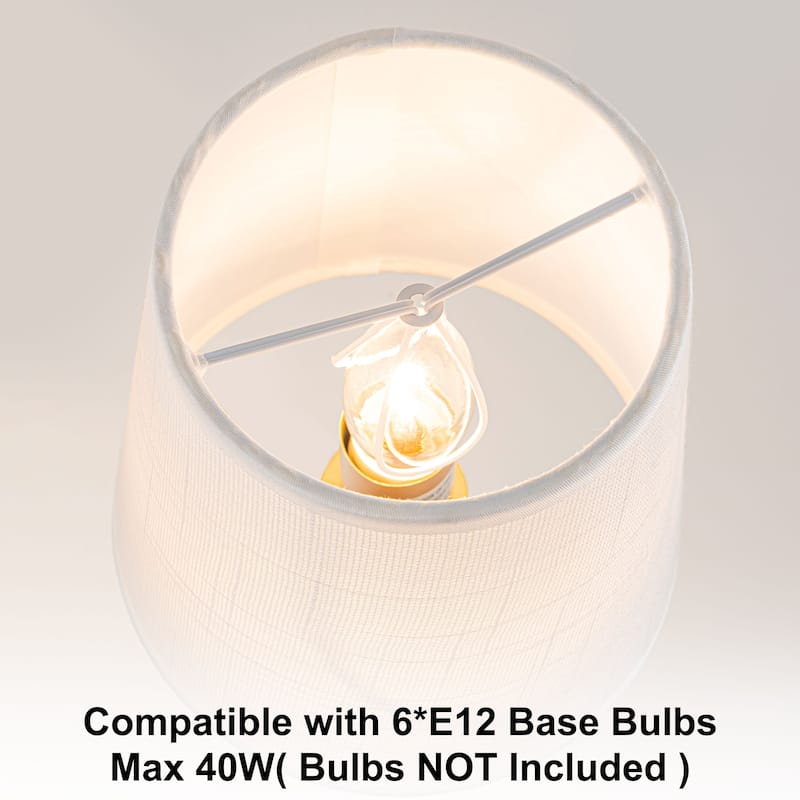 Starsky 6 - Light Dimmable Classic / Traditional Chandelier With White Linen Shades