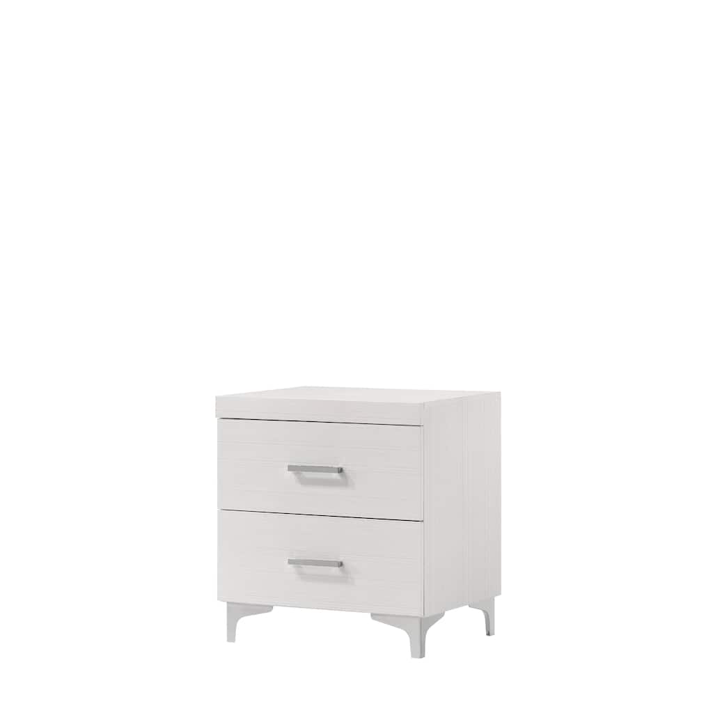 White Nightstand with Dovetail Drawers and Metal Glide