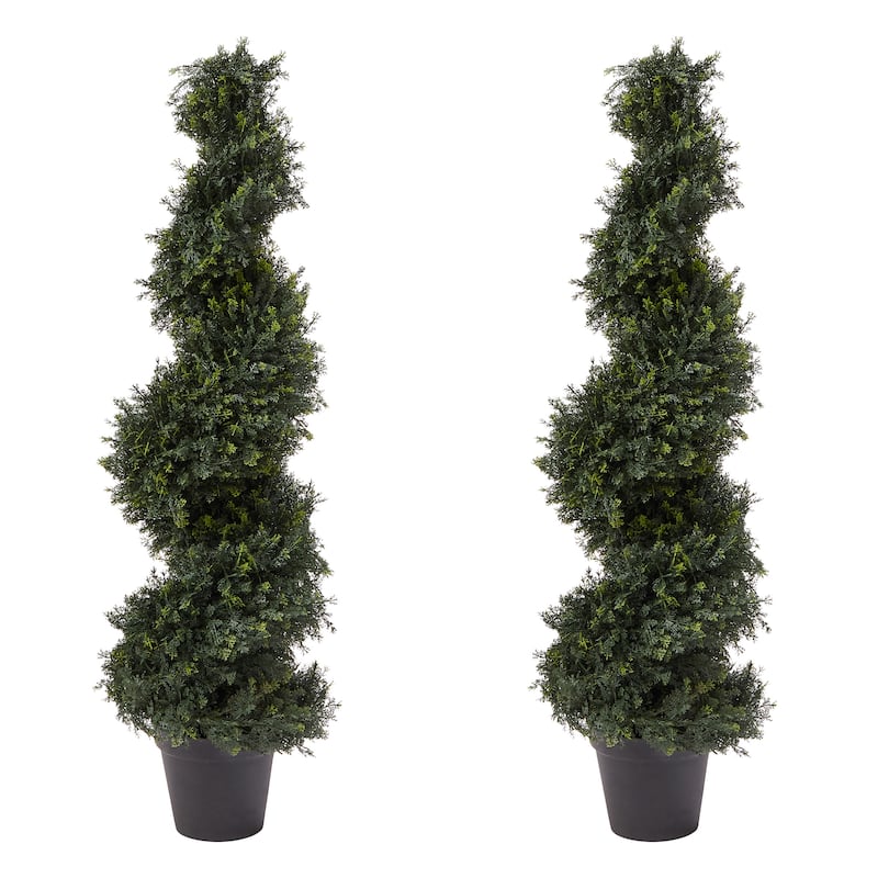 Pure Garden 4FT Spiral Cypress Artificial Tree - 2-pieces
