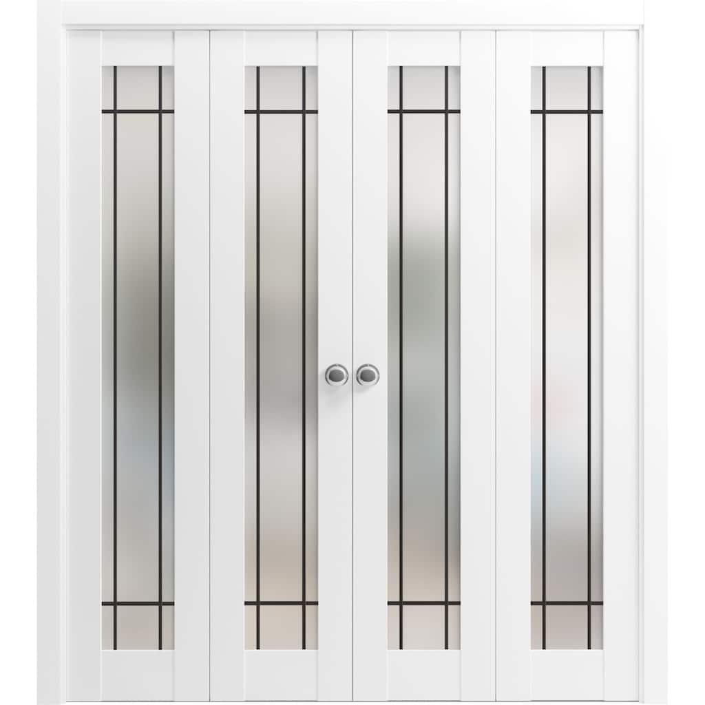 Double Bi-fold Doors Planum 2112 White Silk Sturdy Tracks