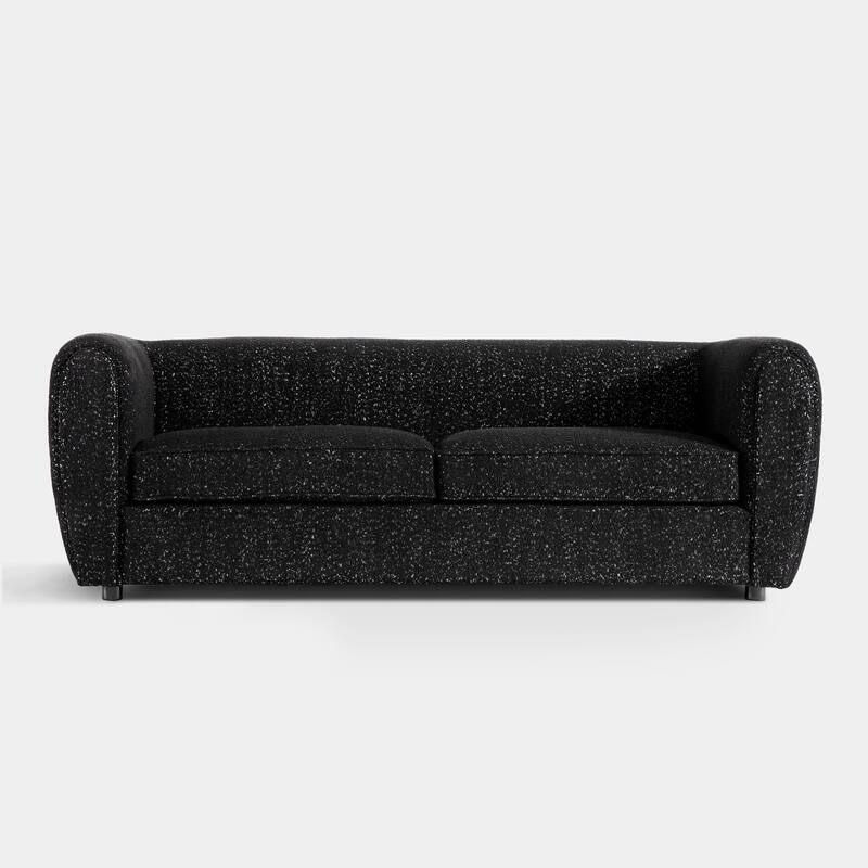 Furniture of America Vanessa Modern Curved Arms Boucle Sofa Set with Seat Cushion and Wooden Legs, 2-Piece or 3-Piece Options