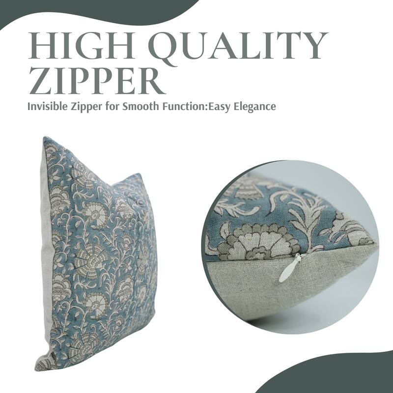 Fabdivine Polka Dots Grey Pure Linen Cushion Cover Soft, 12x20 Inches Handmade Block Print Bedroom or Farmhouse Décor, Shivri