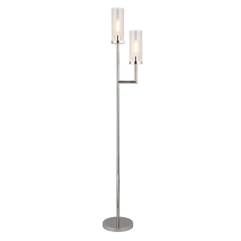 Banta Metal and Glass Double Torchiere Floor Lamp