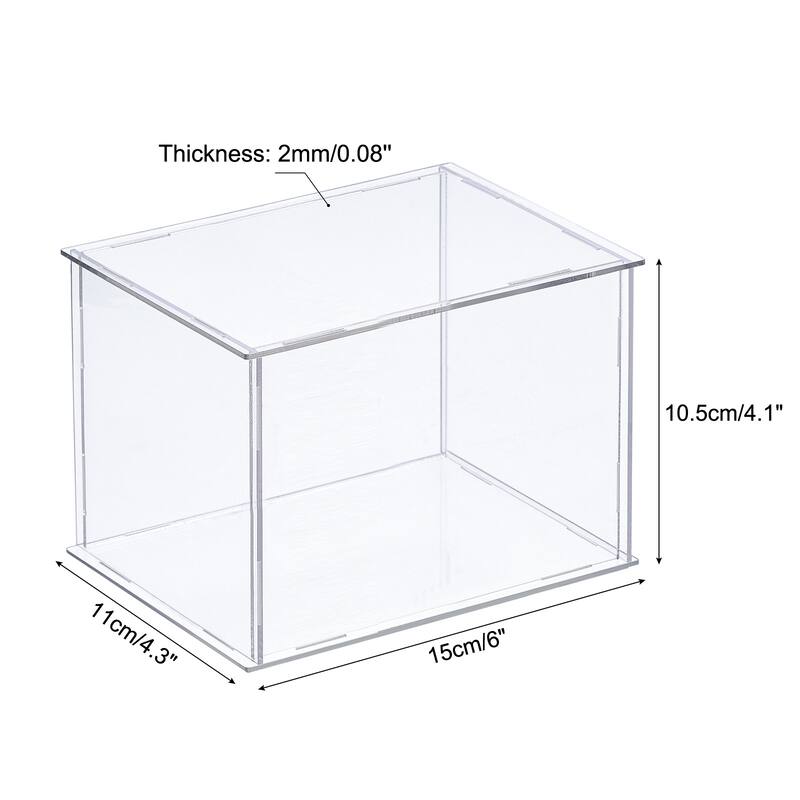 Acrylic Display Case Plastic Box Cube Storage Box Dustproof Showcase - 6x4.3x4.1 Inch