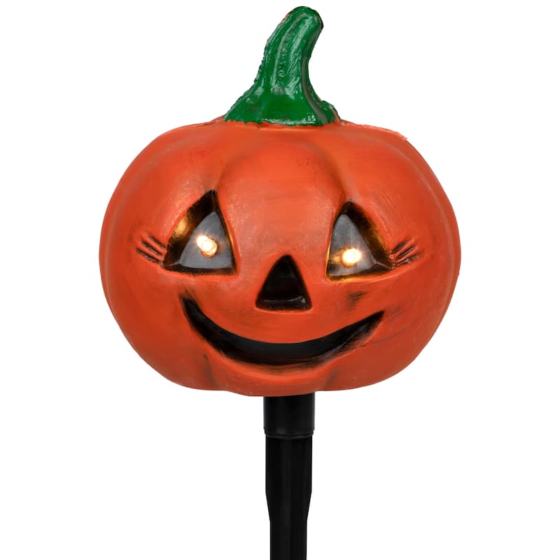 LED Lighted Jack-O-Lantern Outdoor Halloween Pathway Markers - 14.5" - Set of 3