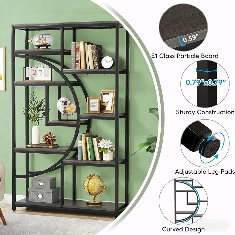 Versatile Freestanding Bookshelf - Geometric Design Display Bookcas