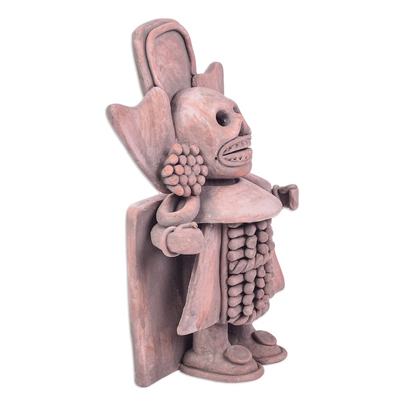 Novica Handmade Mictlantecuhtli Terracotta Sculpture