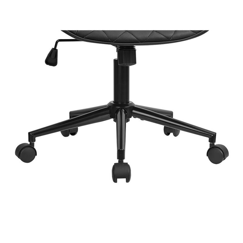 Javlergo Black Armless Office Chair with PU Leather Task Chair with Adjustable Height and Tilt Tension for Home Office Study