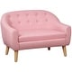 preview thumbnail 9 of 21, Qaba Kids Sofa Linen Fabric Wooden 2 Seat Armrest Children Chair Cozy