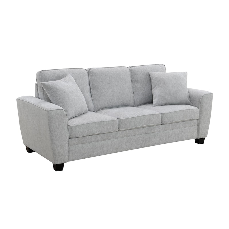 Ashbury 84" Sofa with 2 Pillows, Soft Gray Chenille