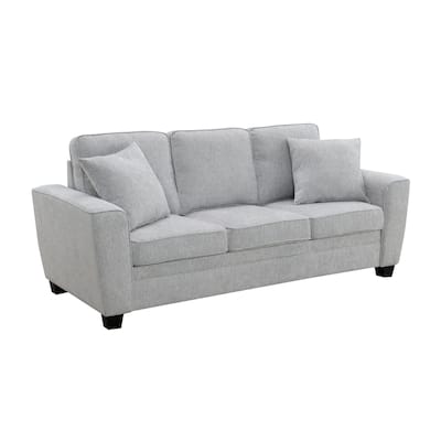 Ashbury 84" Sofa with 2 Pillows, Soft Gray Chenille