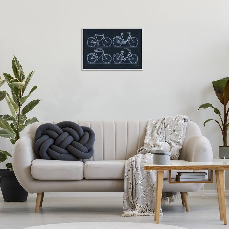 Stupell Traditional Bicycle Styles Diagram Framed Giclee Art Design By Phillipa Katz