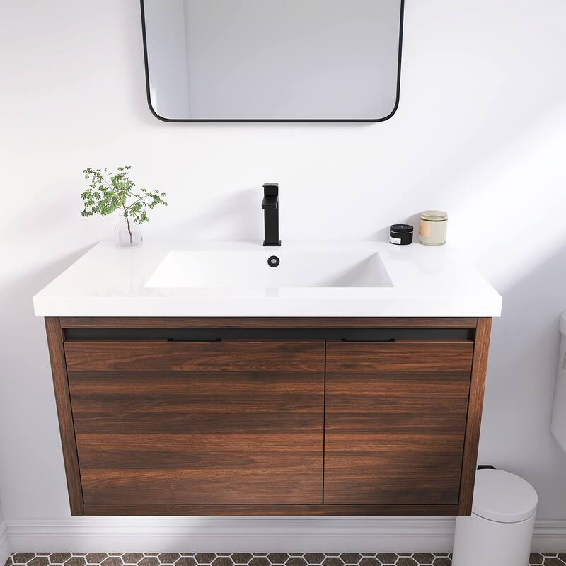 Beingnext 24"/30"/48" Bathroom Vanity with Sink, Floating Bathroom Vanity With Soft Close Door