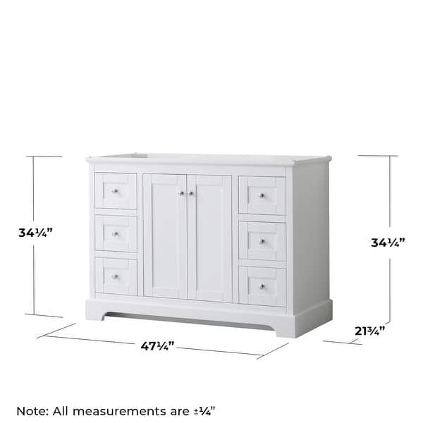 dimension image slide 2 of 6, Wyndham Collection Avery 48" Single Free Standing Vanity Cabinet Only