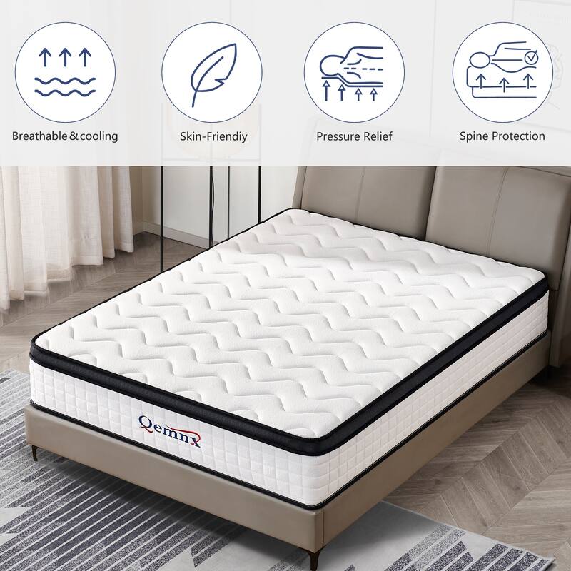 Qemnx 12 Inch Hybrid Gel Memory Foam Mattress
