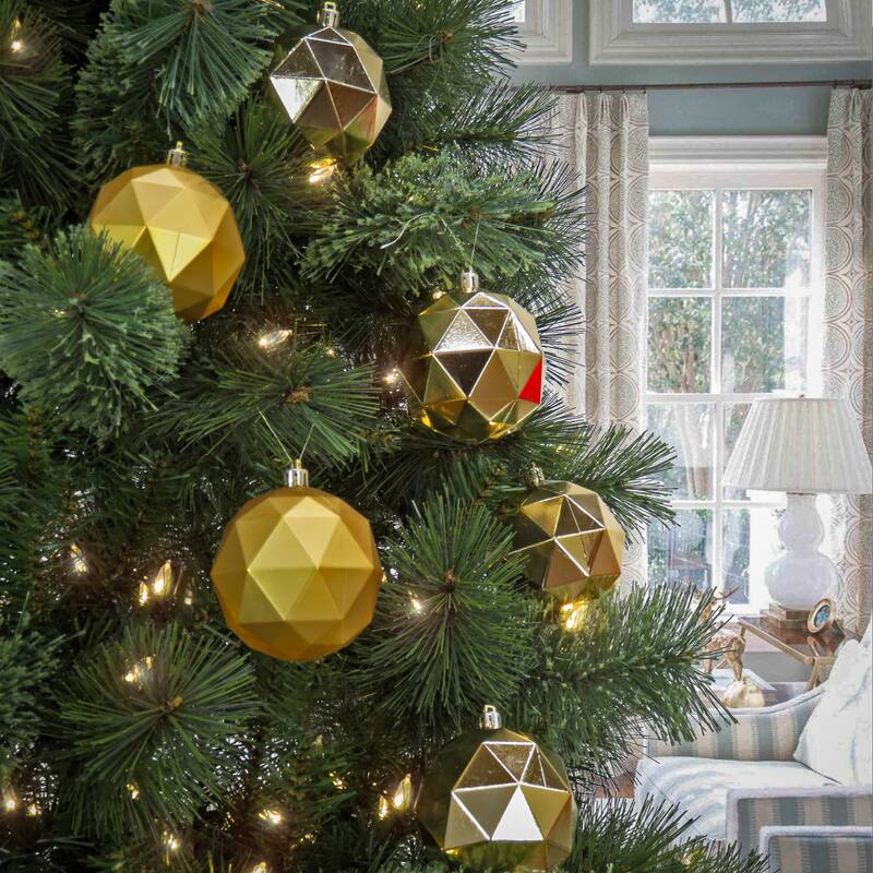 National Tree Company 6-Piece Shatterproof Geometric Gold Ornaments - 3 in
