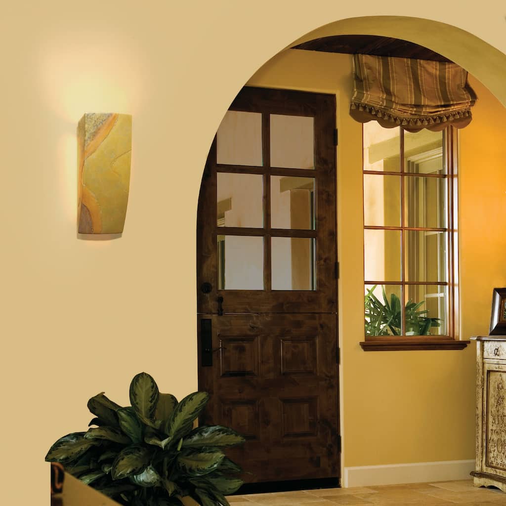 Copper Grove Denbosch ADA Yellow Slate Rectangular Wall Sconce