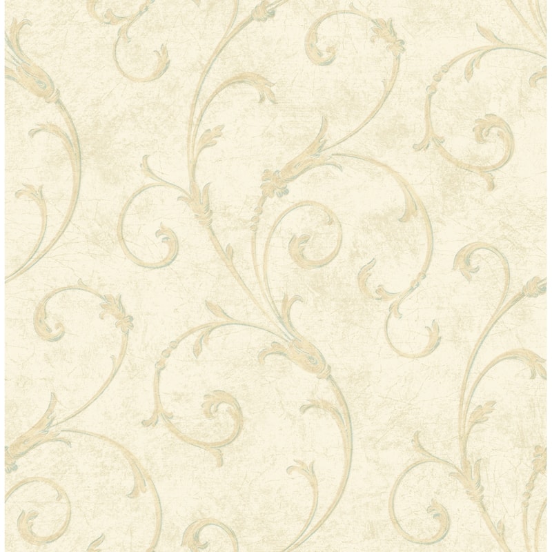 Seabrook Designs Glanville Scrolls Unpasted Wallpaper - 20.5 in. W x 33 ft. L - Cream