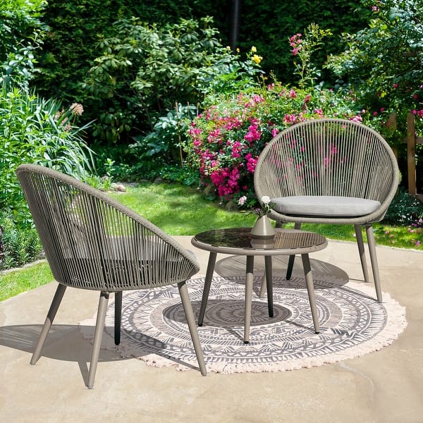 datum Pornografie Gebruikelijk NUU GARDEN Patio Rope 3-piece Bistro Set with Cushions - On Sale - Overstock  - 32203846