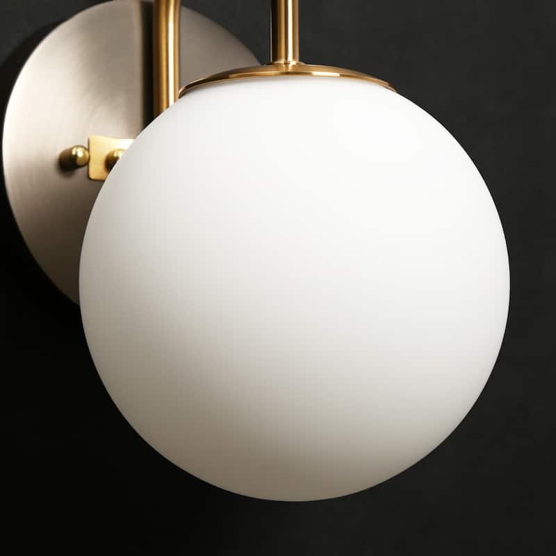 Aladari Modern Gold 3-Light Bathroom Vanity Lights Opal Glass Wall Sconces